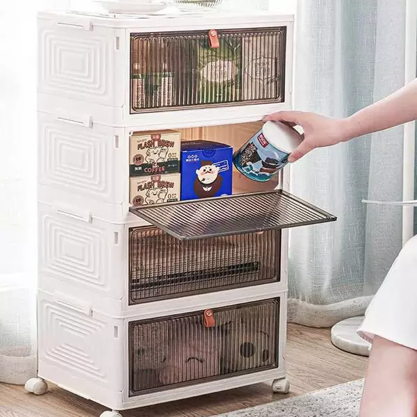 HOMEBOX – Uzglabāšanas kastes ar vāku un riteņiem slider